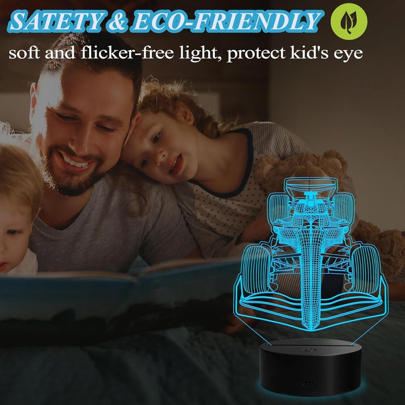 Posshe F1 Racing Car Gifts for Boy, Formula One Night Light with Remote Control, 16 Colors Changing, Timer, RGB Flashing Mode and Dimmable, Racing Car Merch for Boys Birthday Holiday Christmas Decor - Image 4
